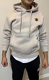 Taş rengi Baskılı Kapşonlu Şardonlu Sweatshirt