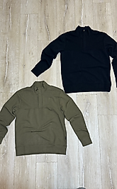 Dik Yaka Gizli Fermuar 2 İplik Kazak