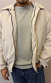 Krem Renk Kadife Bomber Ceket Mont