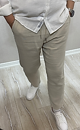 Bej Müslin Jogger Pantolon
