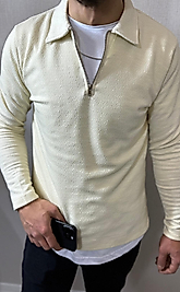 Jakar Kumaş Polo Yaka Yarım Fermuarlı Kazak