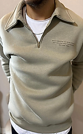 Yarım Fermuar kabartma  Yazı  Şardonlu Kazak