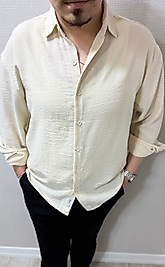 Bambu Bej Keten Gömlek