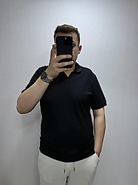 Siyah polo V Yaka Tişört
