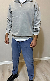 mavi taşlamalı Boyfriend jean