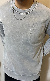 Yıkamalı Sweatshirt Mineral Gri