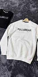 PB Marka Logo Baskılı Şardonlu Sweatshirt Medium-BEYAZ