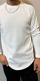 Waffle Kumaş Reglan Kol Sweat Medium-BEYAZ