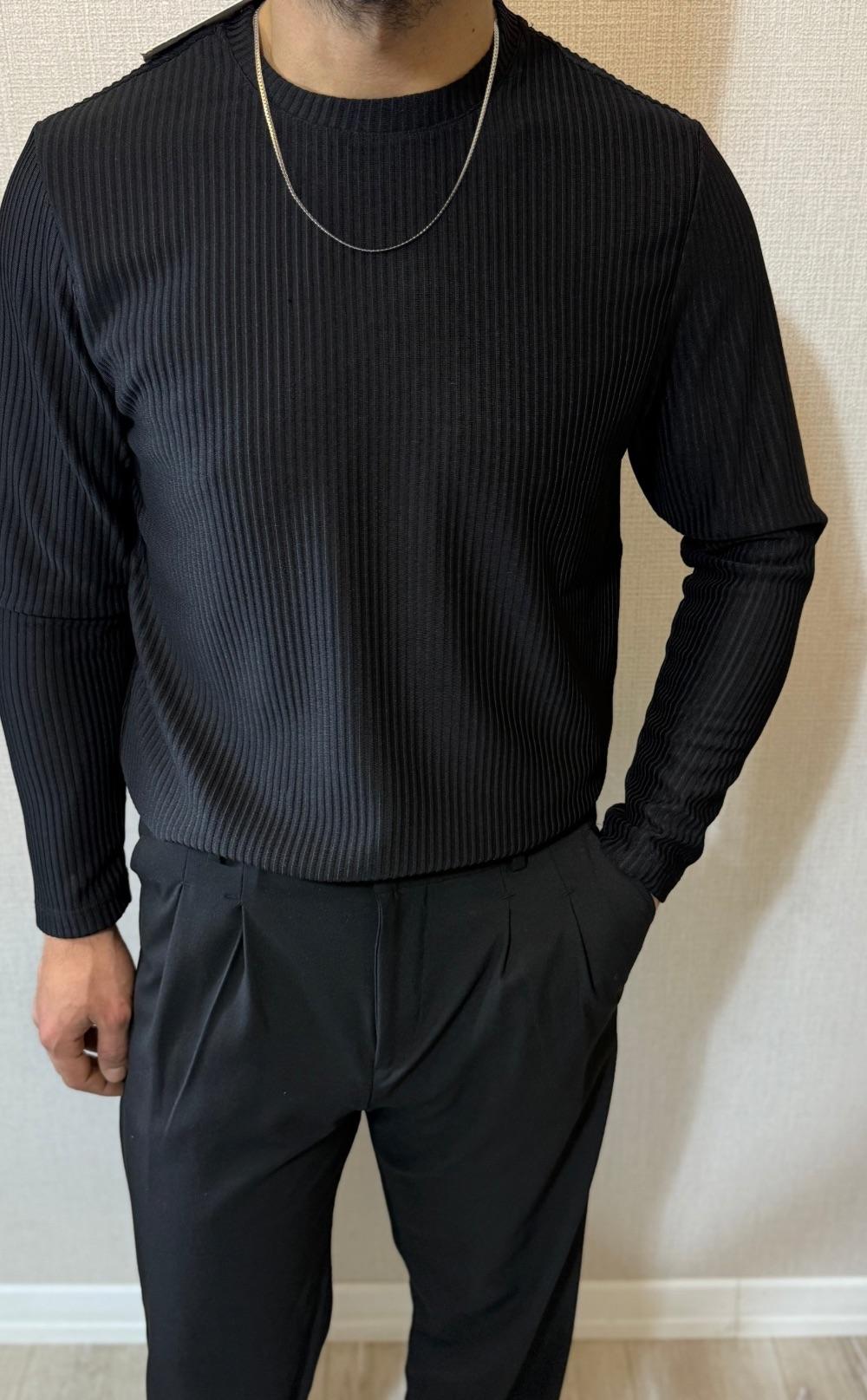 Ottoman Kumaş Bisiklet Yaka Fitilli Triko