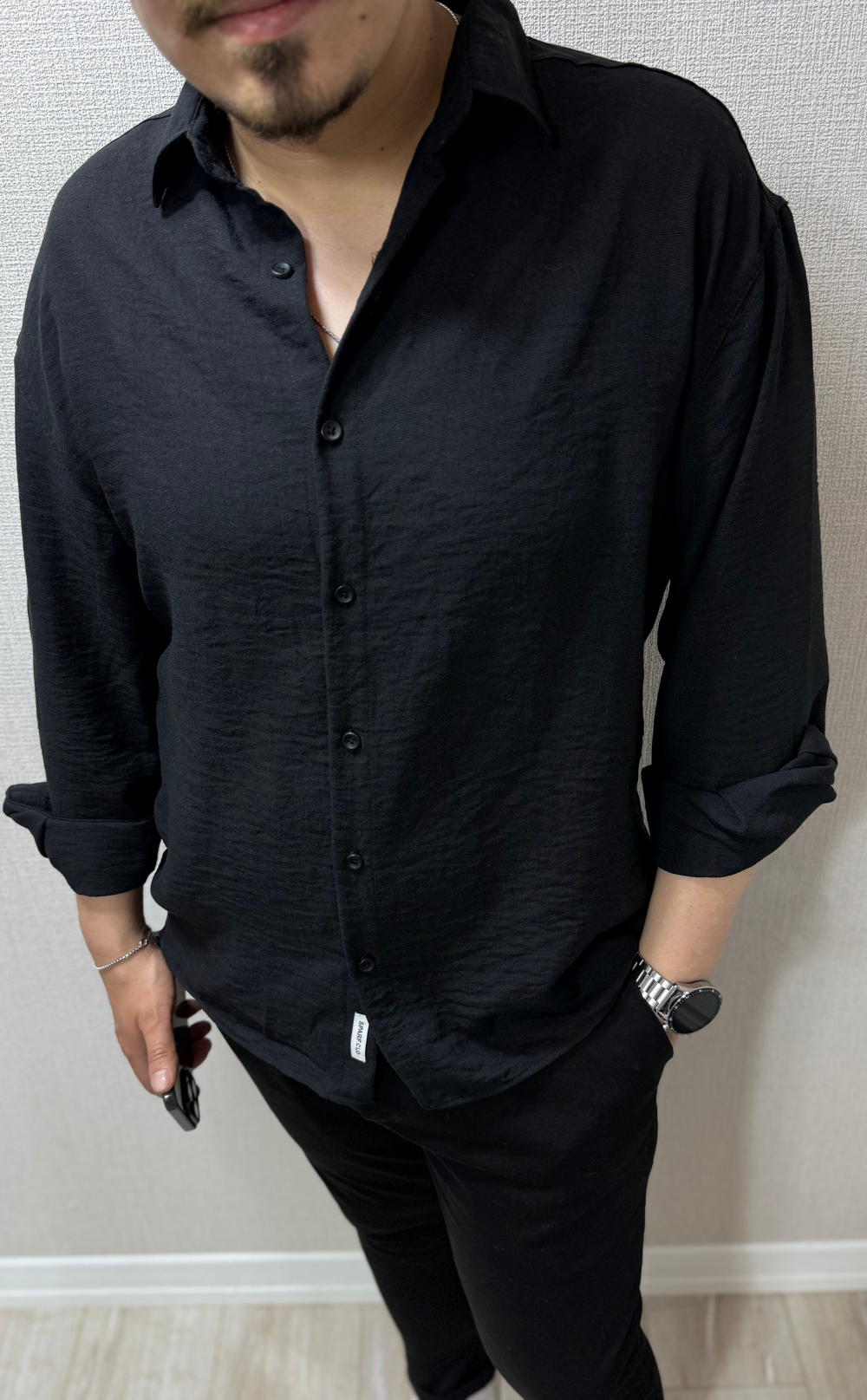 Bambu Siyah  Keten Gömlek