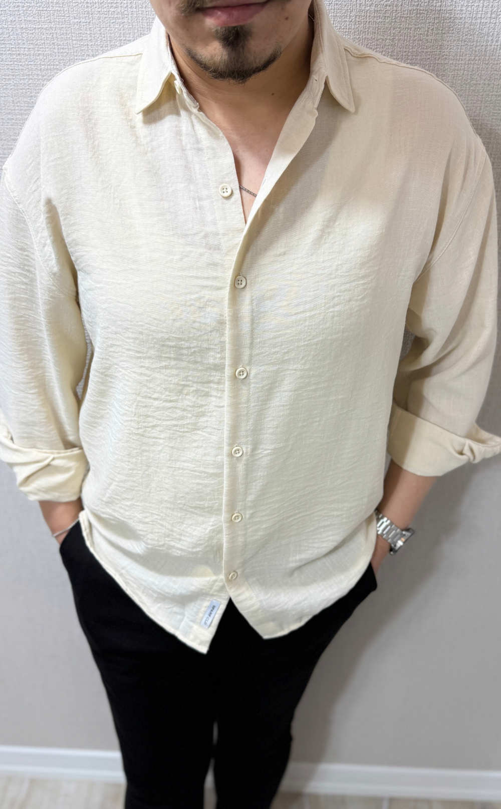 Bambu Bej Keten Gömlek