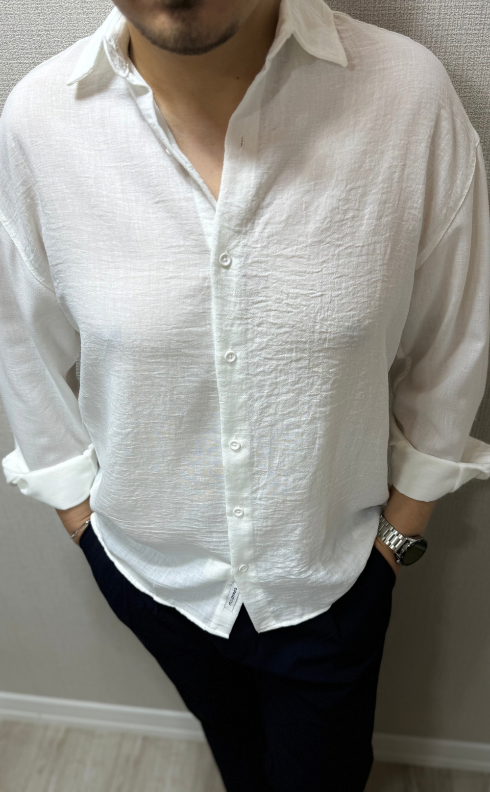 Bambu Beyaz Keten Gömlek