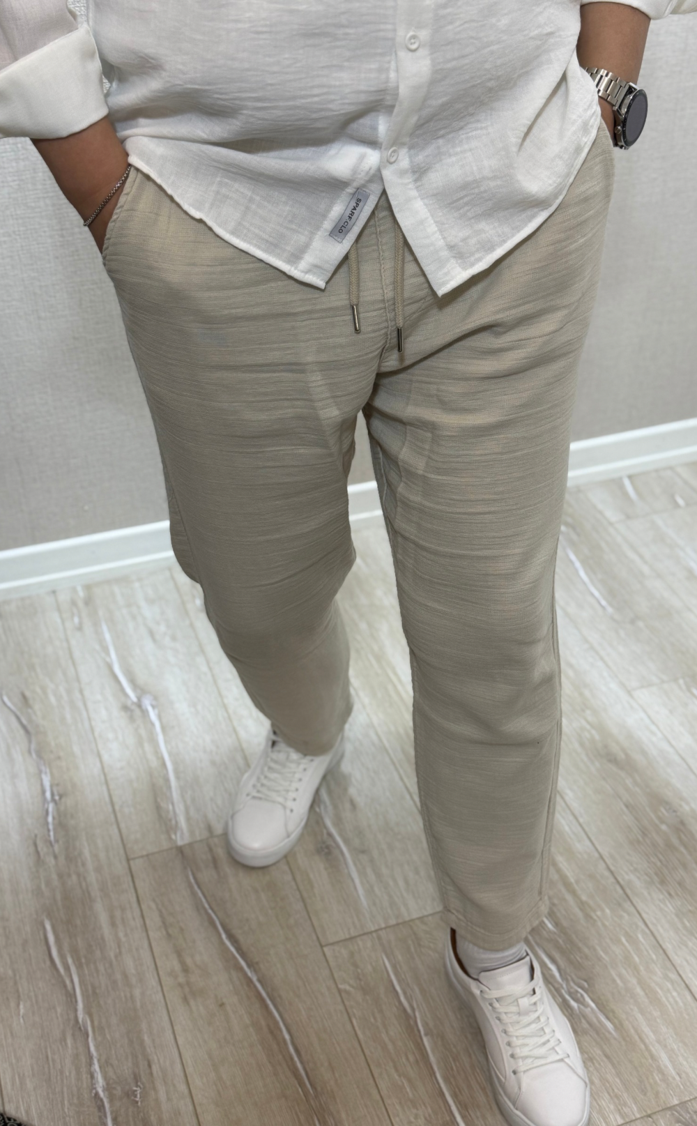 Bej Müslin Jogger Pantolon